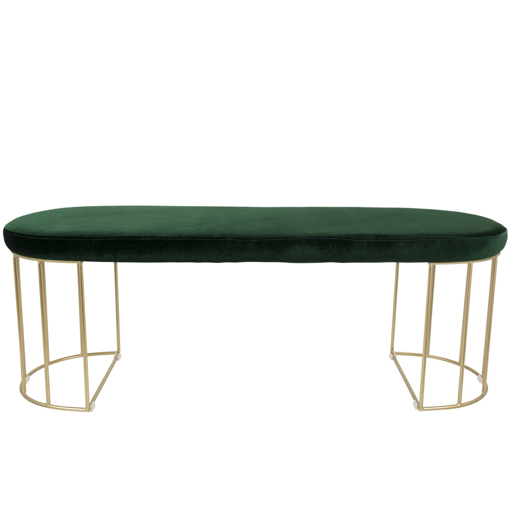 Gold and Green Velvet Dining Bench Z8568