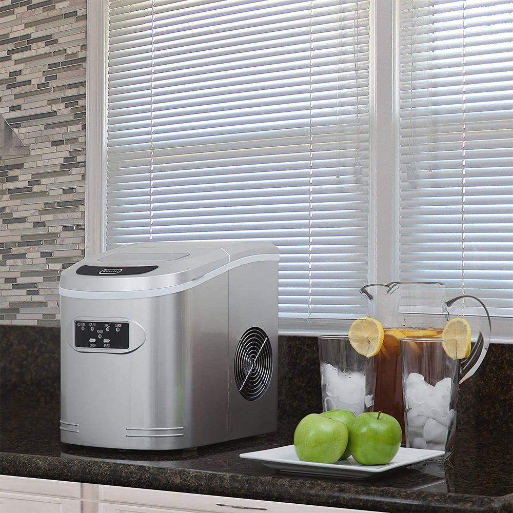 Compact Ice Maker, 27-Pound, Metallic Silver A675314