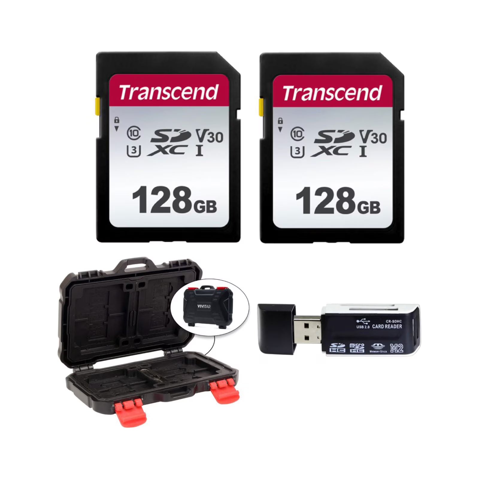 2 Transcend 128GB UHS-I U3 SD Memory Cards O997974