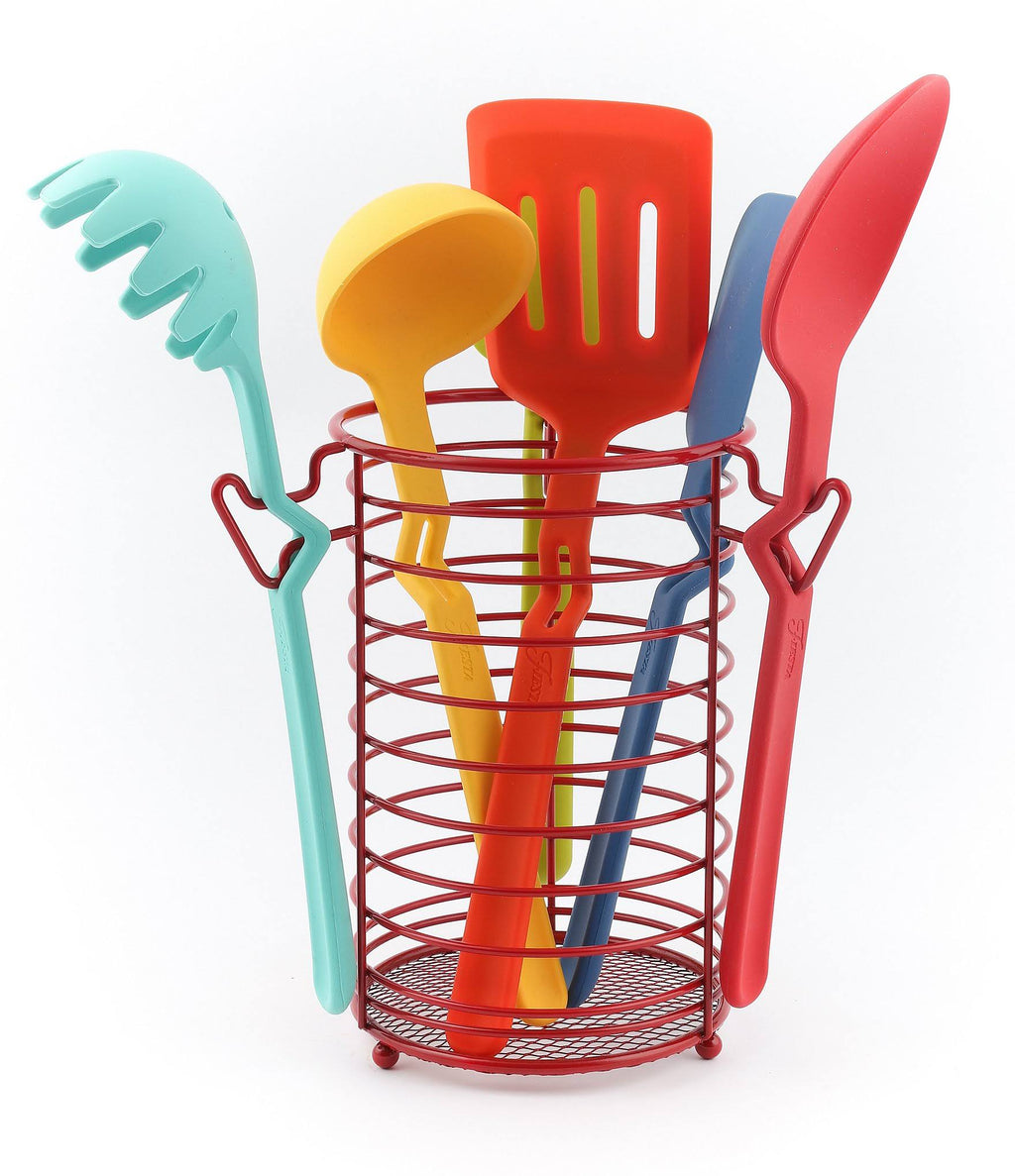 7-Piece Multicolor Silicone Kitchen Utensil Set with Caddy Q281037