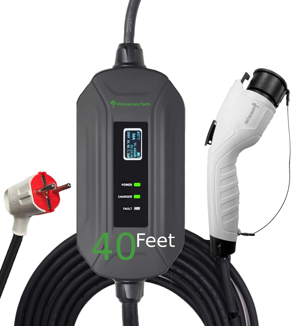 Portable Level 2 Electric Vehicle Charger, 16Amp, 30 Feet A3489