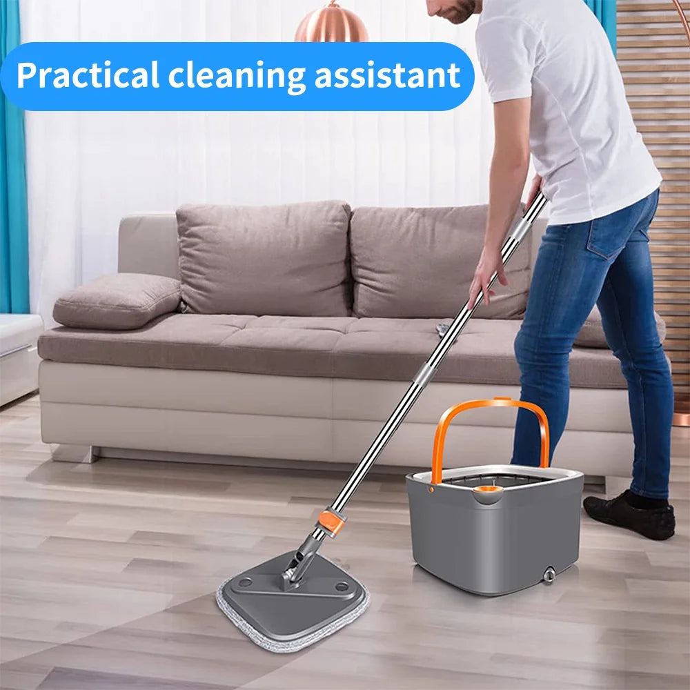 6 Packs Spin Mop and Bucket Set with Self Wringing 360° Rotating Square Mop-Head F581233