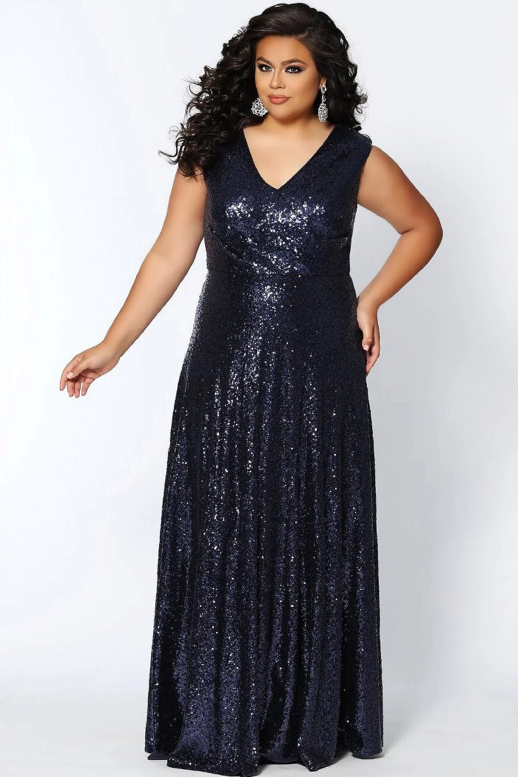 Sequins Plus Size Long Formal Gown U7257