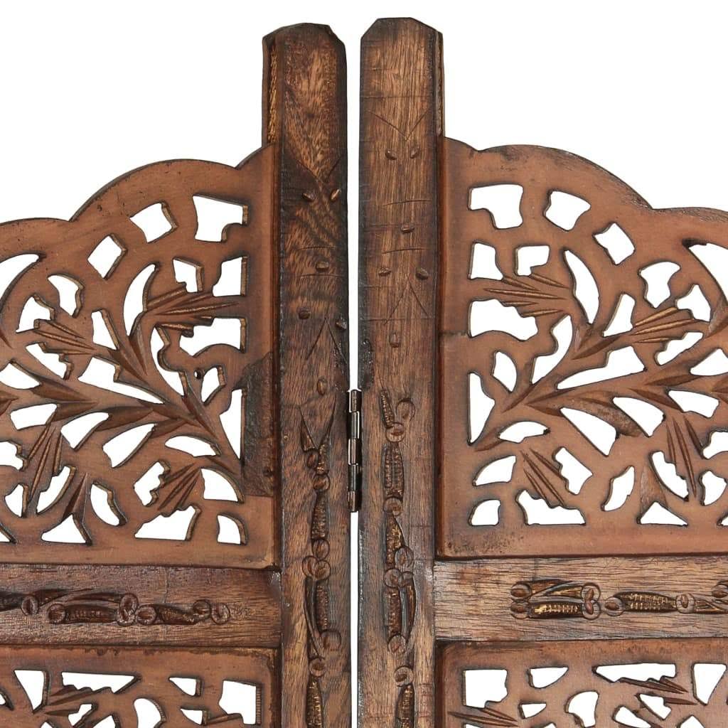 Hand Carved 4-Panel Room Divider Solid Mango Wood S494