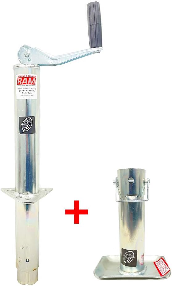 2,000 lbs A-Frame Trailer Jack with Zinc Round Tube Foot Pack of 2 R140741