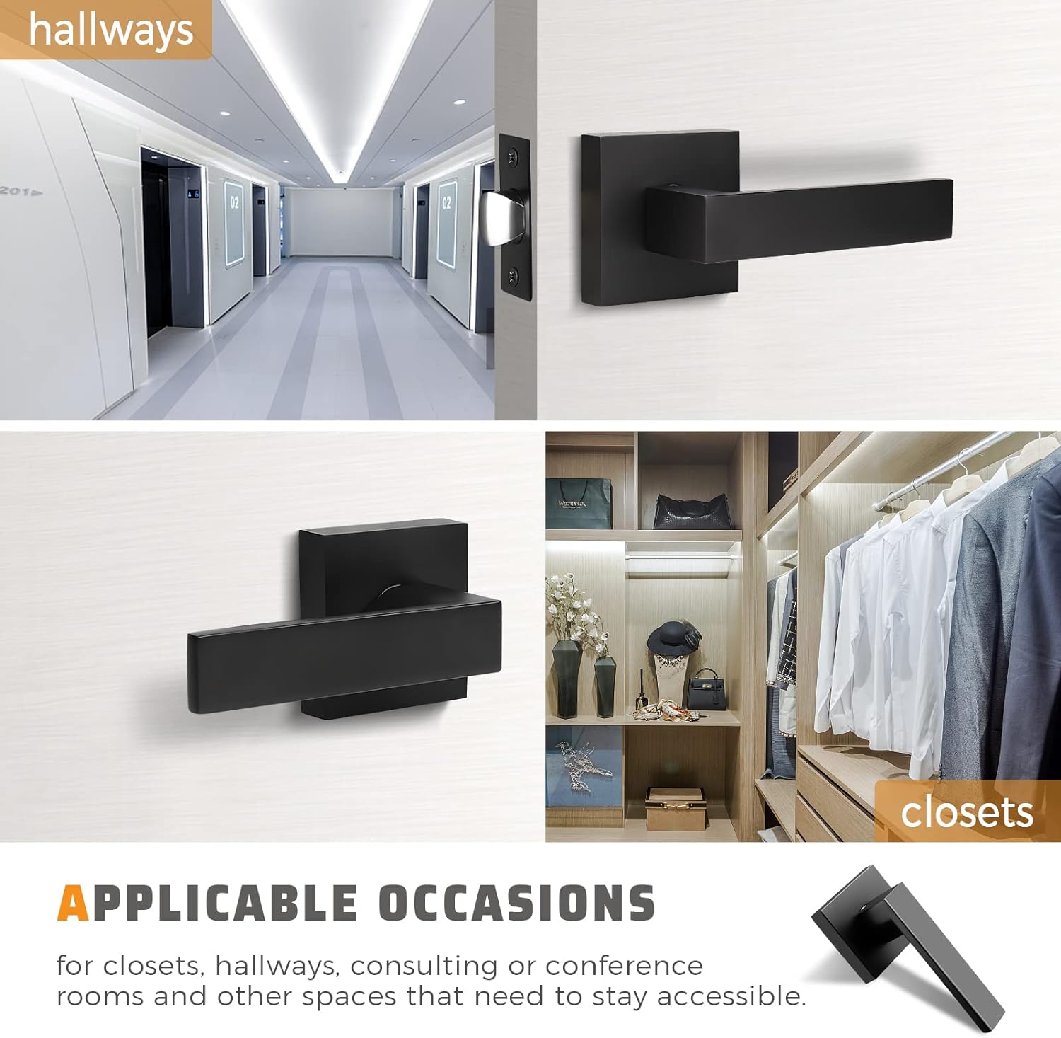 6 Pack Black Matte Door Handles Z67329