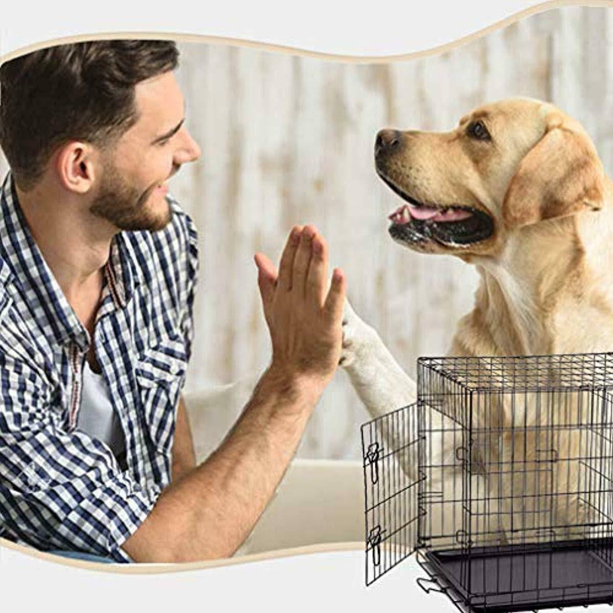 Extra Large 48x22 Folding Dog Cage Crate Kennel with Plastic Pan Black V902669