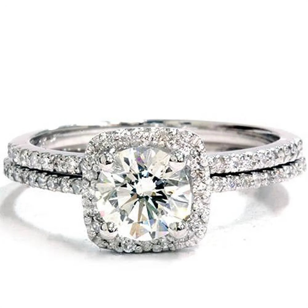 14K White Gold Diamond Engagement Ring Set H812158