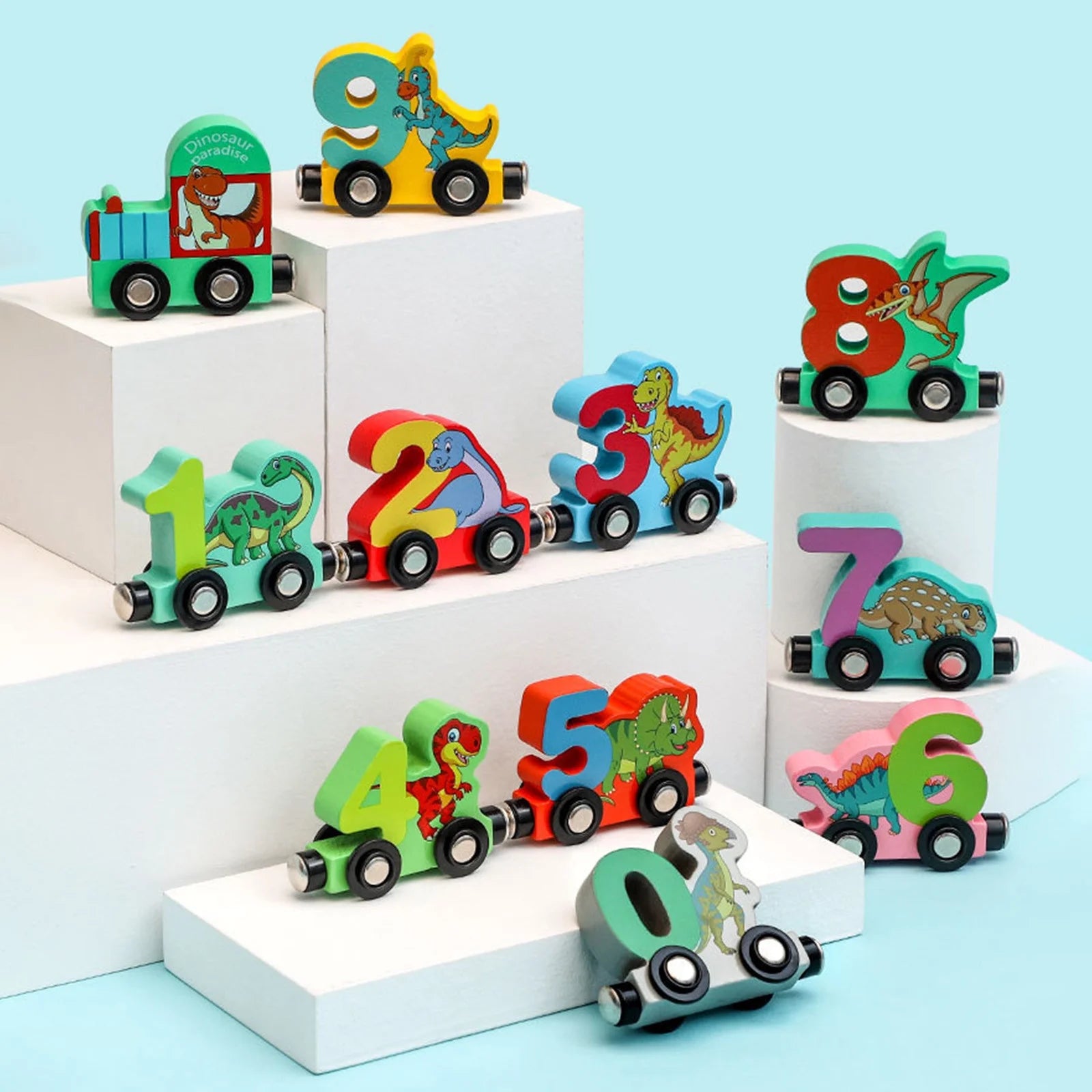 Magnetic Digital Train Wooden Building Block Toy Car U7553