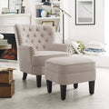 Beige Fabric Accent Chairs with Ottoman P533