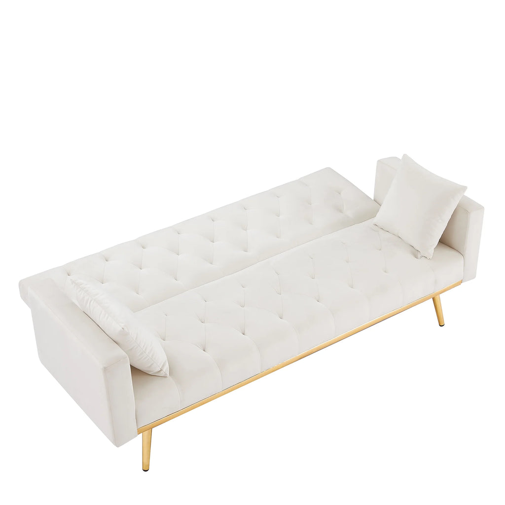 White Convertible Folding Futon Sofa Bed O27313
