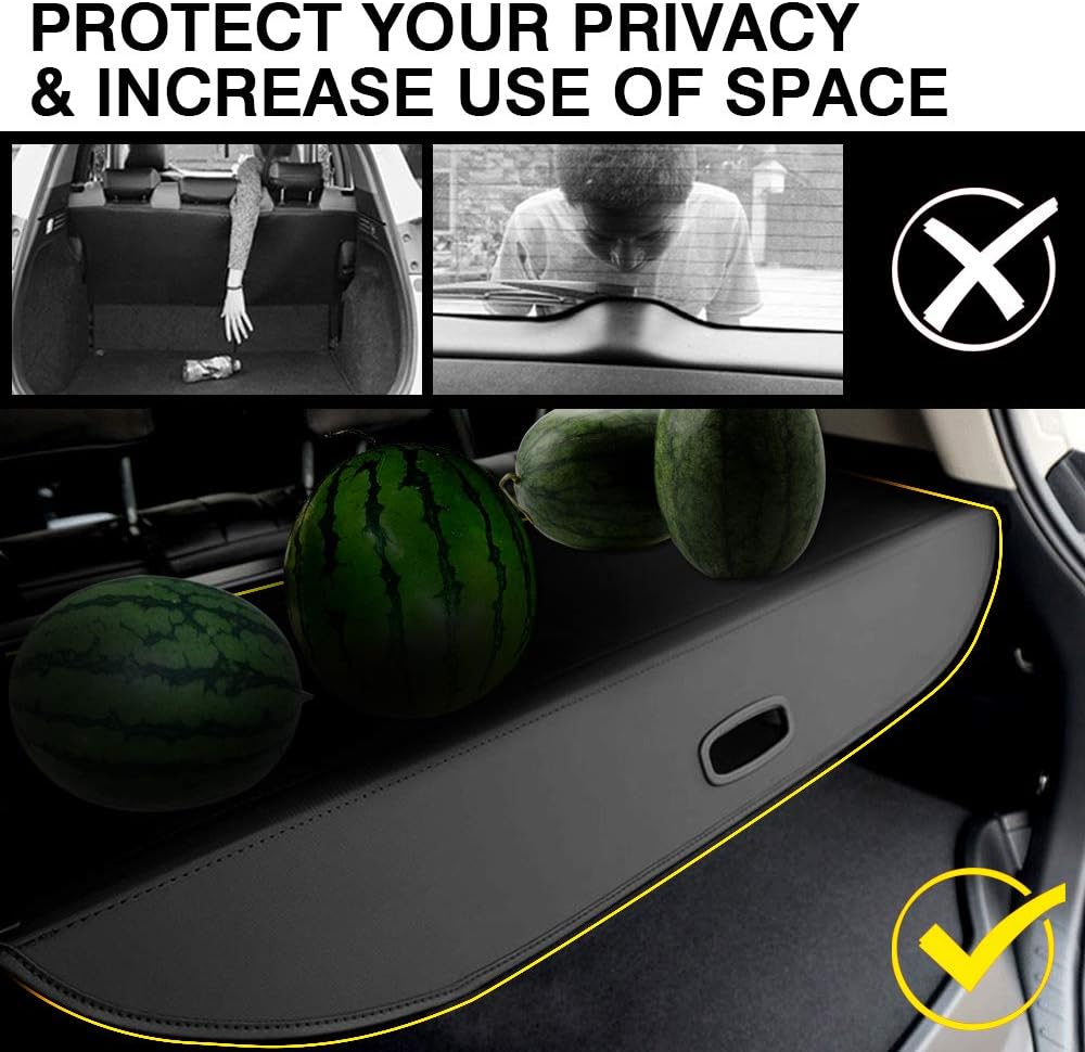 Black Retractable Rear Trunk Security Cover for Jeep Cherokee 2019-2022 C81515