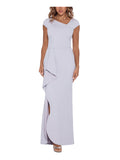 Gray Stretch Zippered Full-Length Formal Gown Dress A141622