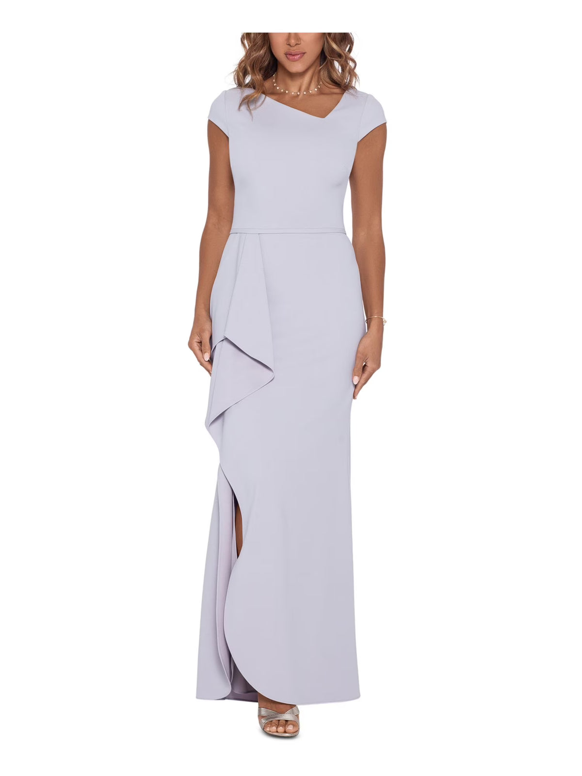Gray Stretch Zippered Full-Length Formal Gown Dress A141622