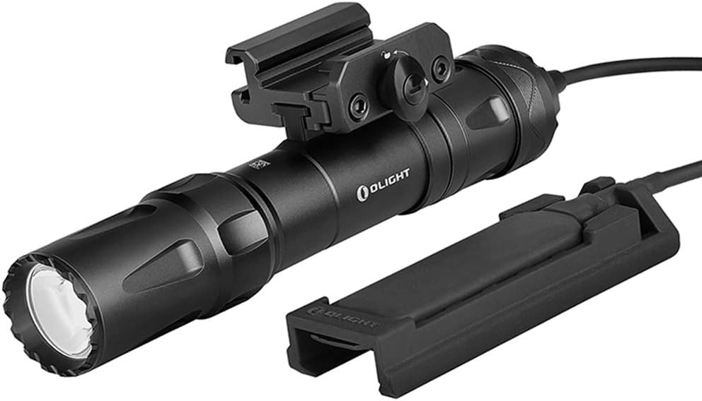2000 Lumens Picatinny Rail Mounted Rechargeable Tactical Flashlight with Remote Pressure Switch, 300 Meters Beam Distance, Black E8628
