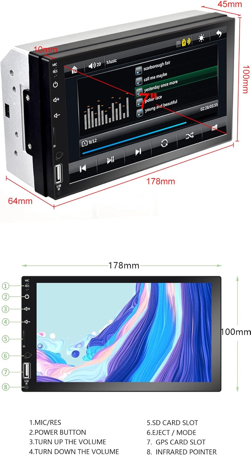 7 Inch Touchscreen Car Stereo with Backup Rear View Camera Y9117