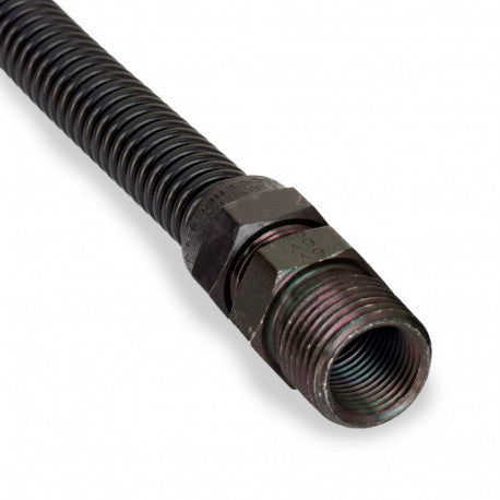 36" Low-Visibility Black Stainless Steel Gas Fireplace Connector, 1/2" MIP x 1/2" FIP, 3/8" ID R918