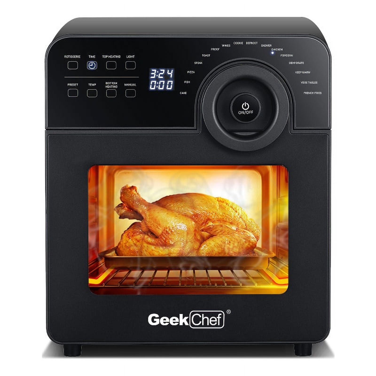 Black 16-in-1 Digital Air Fryer Oven with Rotisserie and Dehydrator K138
