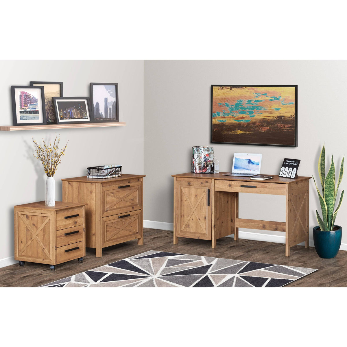 Rustic Brown Wood Writing Desk L759496