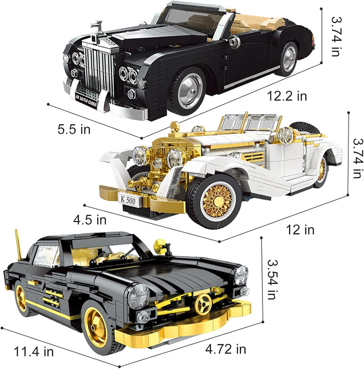 1:14 Scale Retro Car Model Building Blocks Set (868 Pcs) A95827