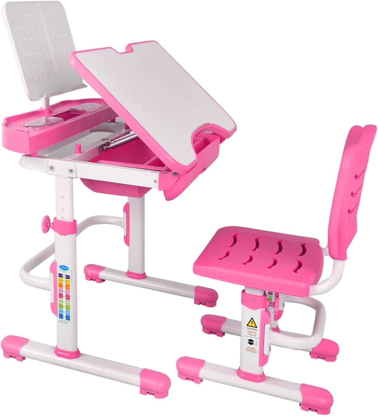 Pink Height Adjustable Kids Desk and Chair Set P26948