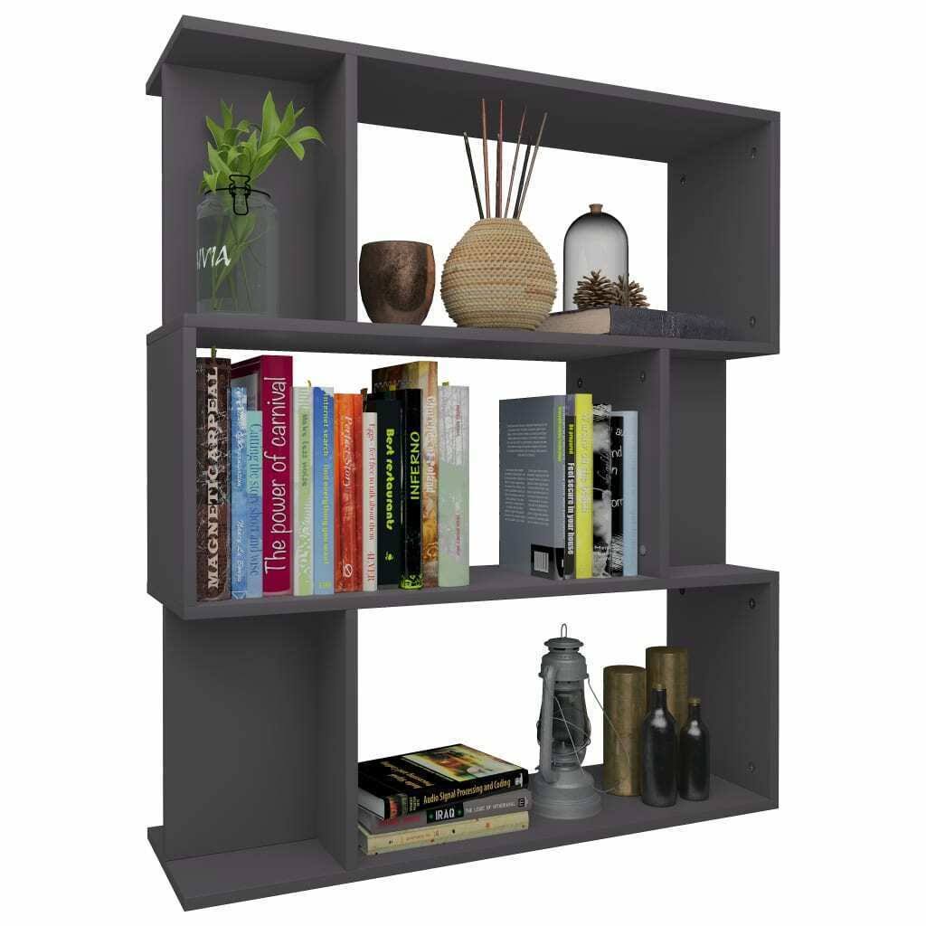 Gray Book Cabinet Room Divider Chipboard P339831