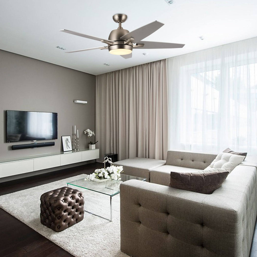 52x22 5-Blade Brushed Nickel Reversible Ceiling Fan with LED Light Kit and Remote Control B83908