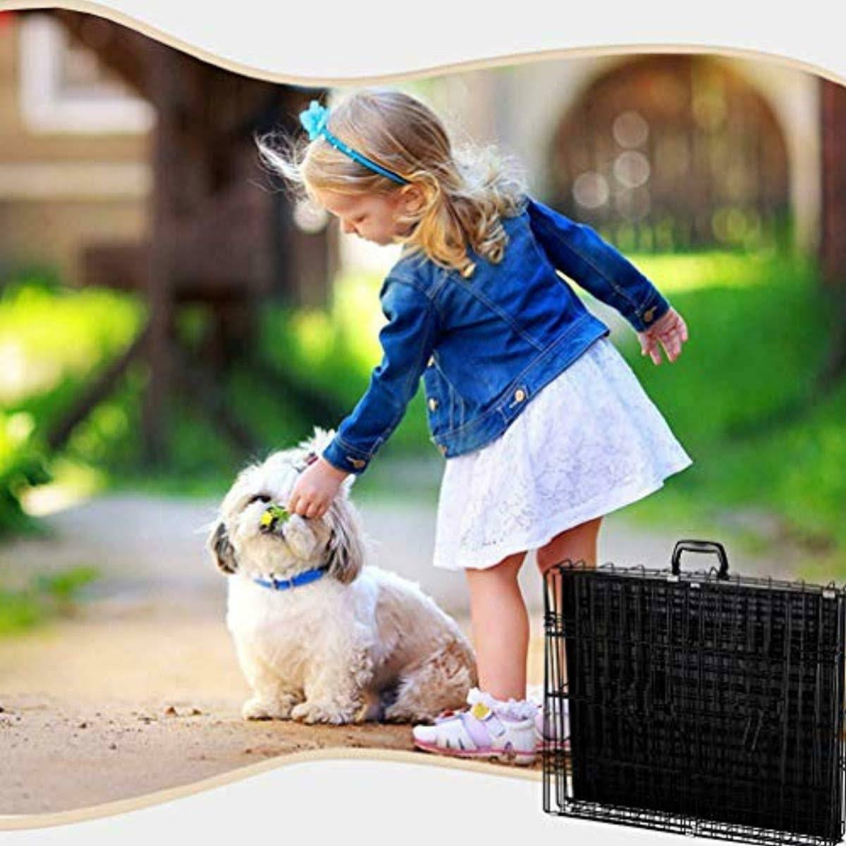 Extra Large 48x22 Folding Dog Cage Crate Kennel with Plastic Pan Black V902669