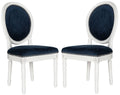 Navy Cream Velvet Oval Side Chair Set of 2 Z833