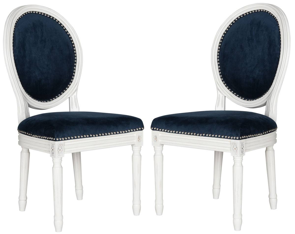 Navy Cream Velvet Oval Side Chair Set of 2 Z833