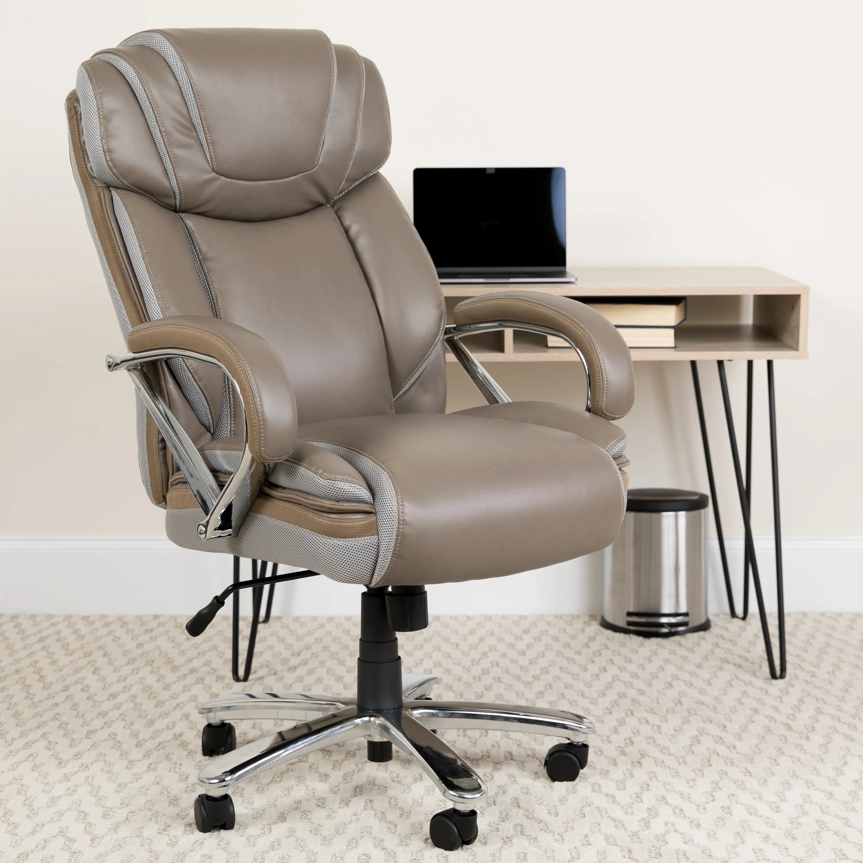 Taupe LeatherSoft Executive Swivel Office Chair Q4688