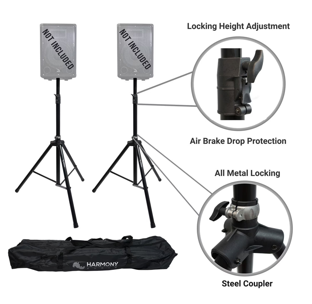 Pro DJ Tripod Speaker Stand Pair with Air Brake Lowering A994