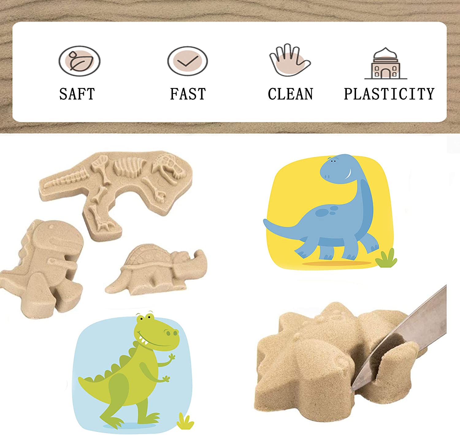 48 PC Dinosaur SandBox Toys with Sand Tray and Storage Bag G30548