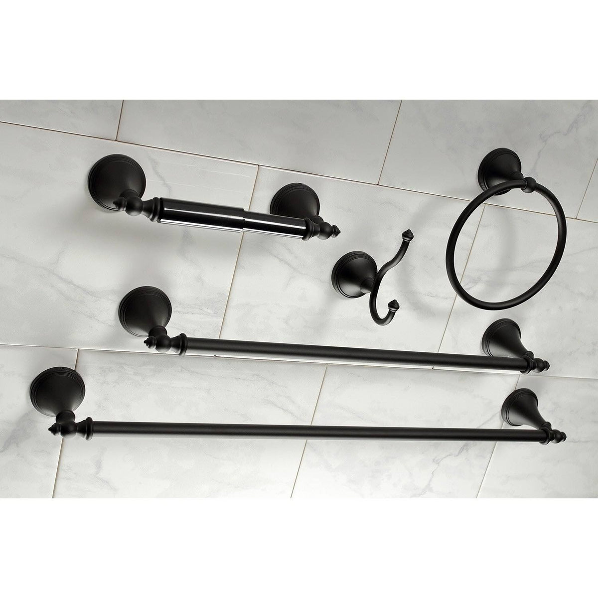 Black 18-inch and 24-Inch Towel Bar Bathroom Accessory Set V498403