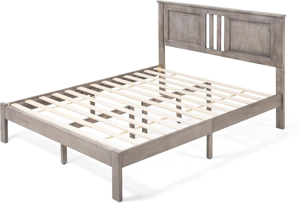 Gray Acacia Wood Queen Bed Platform A161044