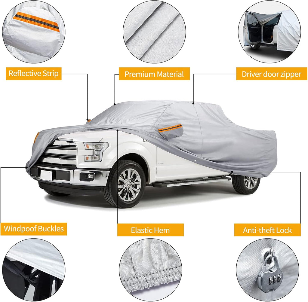 Waterproof Car Cover for Ford F150 2007-2021 Regular Cab Wheelbase 122/126 Length UP to 210" Pack of 2 L139250