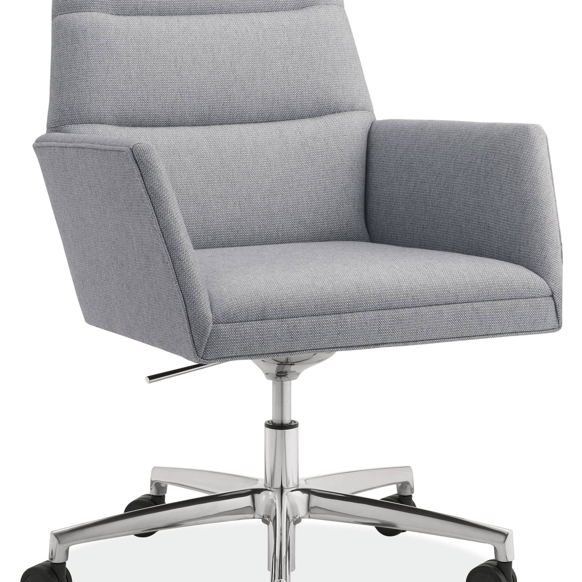 Rolling Office Chair in Sumner Linen White Brown Performance Fabric E542