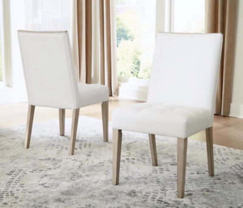 White & Beige Upholstered Side Chair, 2 Count N222820