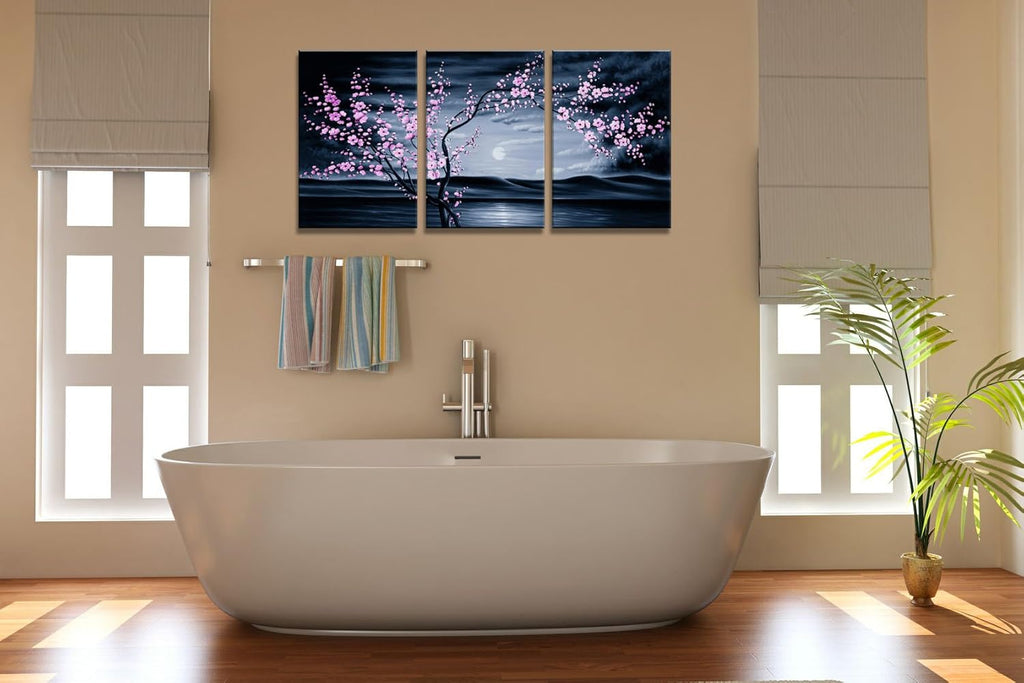 3 Pieces Purple Plum Blossom Canvas Painting Wall Art C604