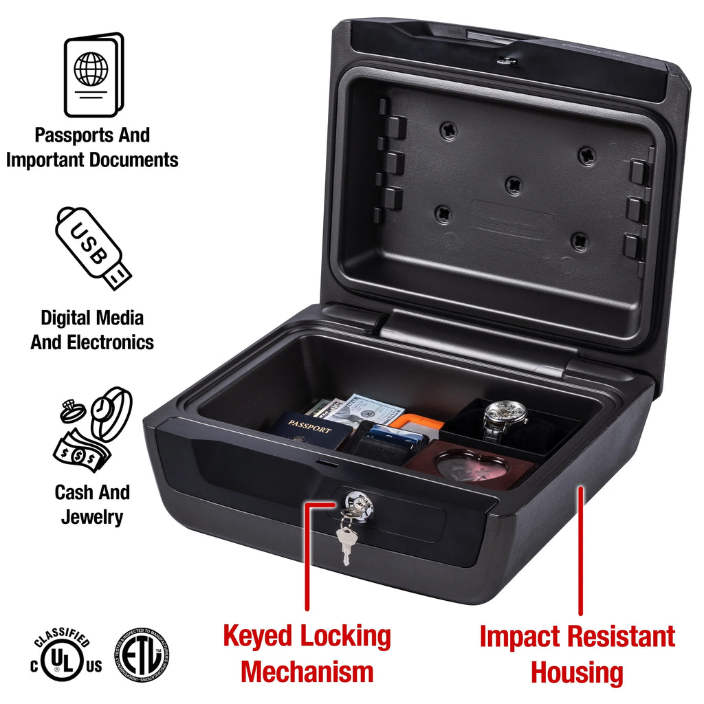 Fire-Resistant and Water-Resistant Safe Box with Key Lock, 0.36 Cu. ft. O50887