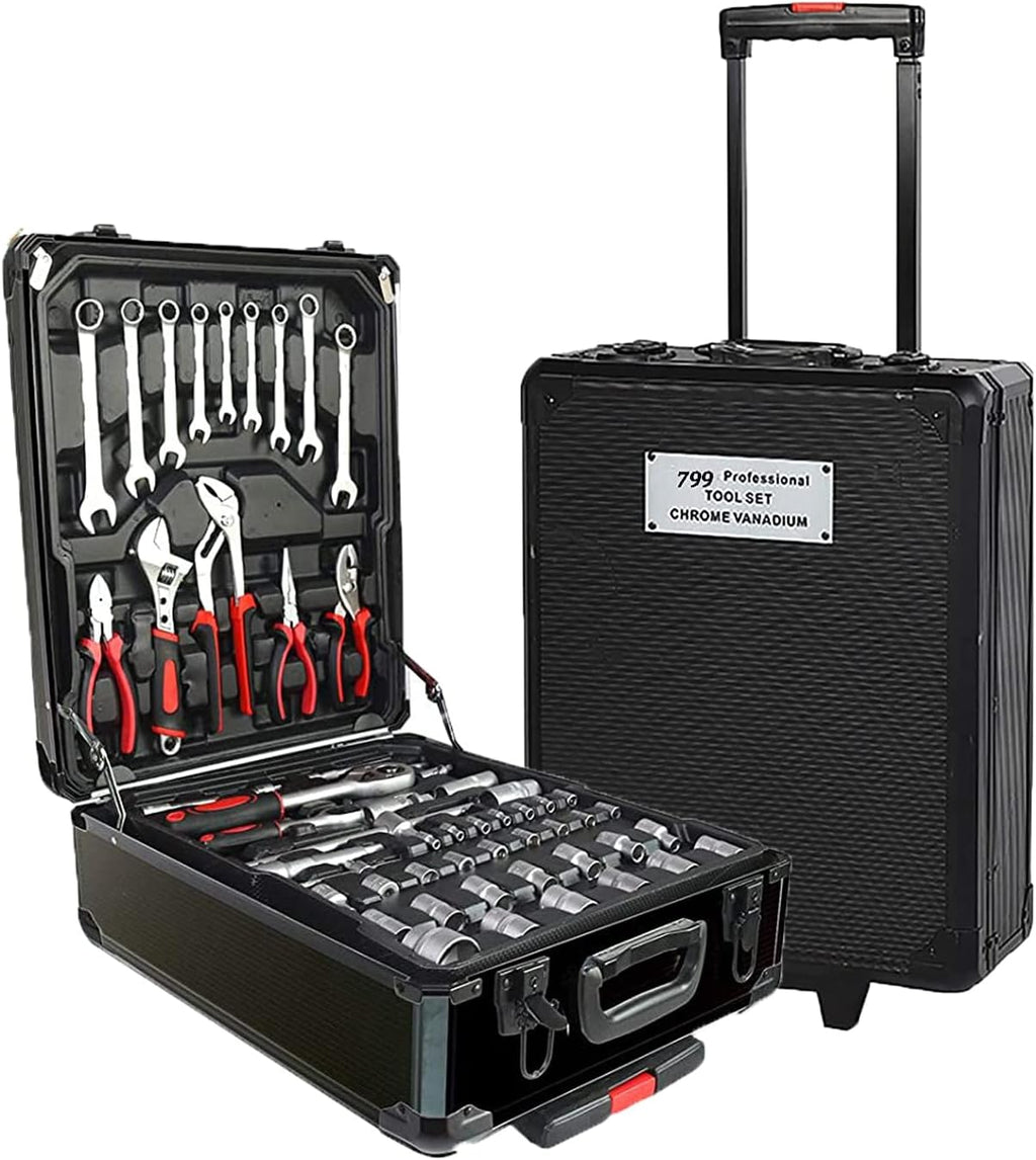 Black Portable Hand Tool Set with Toolbox W5090