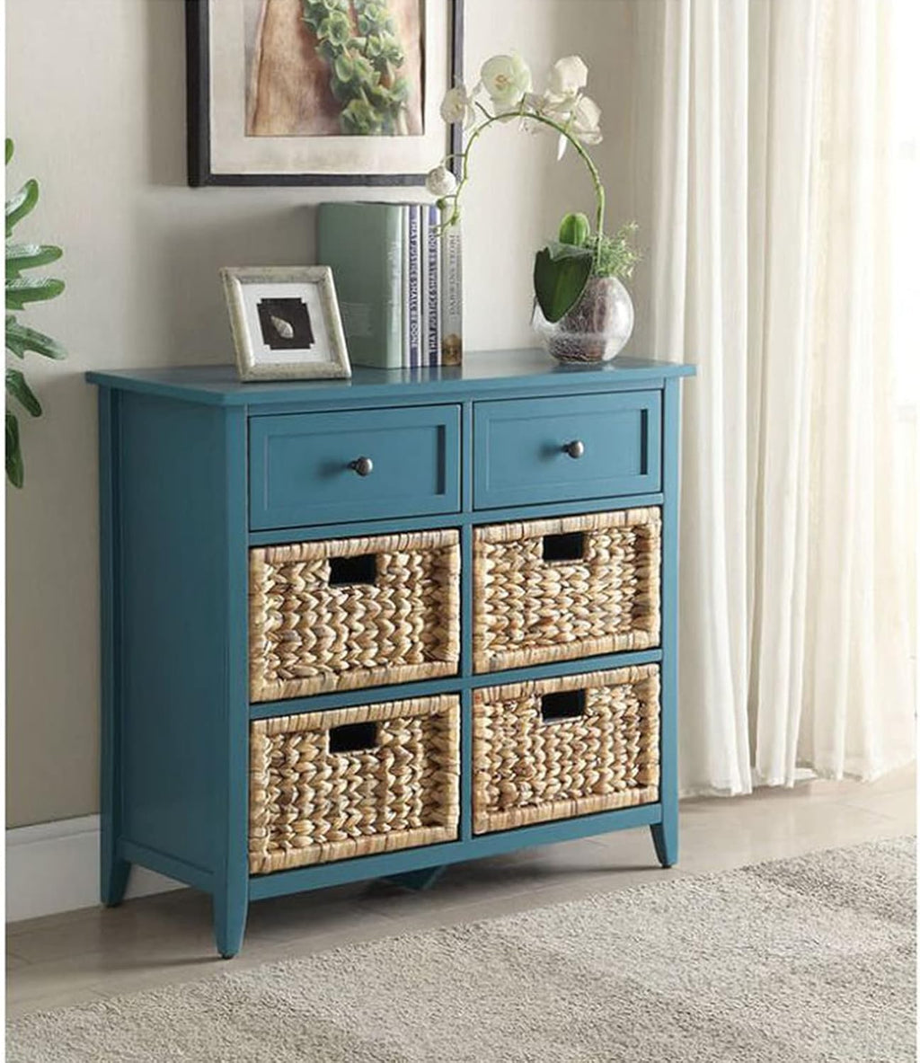 Antique Navy Wood Storage Chest with 2 Drawers and 4 Baskets X187
