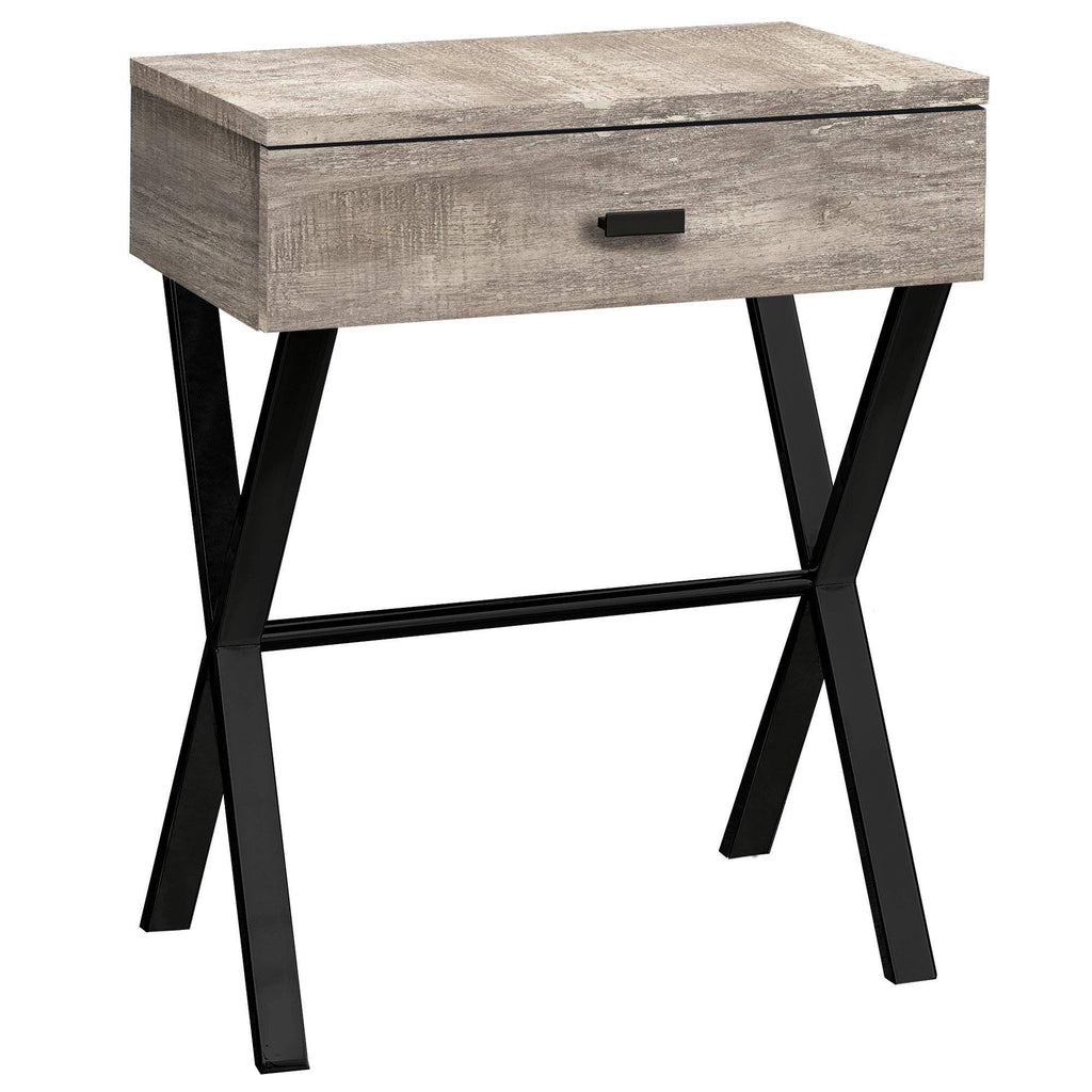 Taupe Finish and Black Metal Accent Table H357
