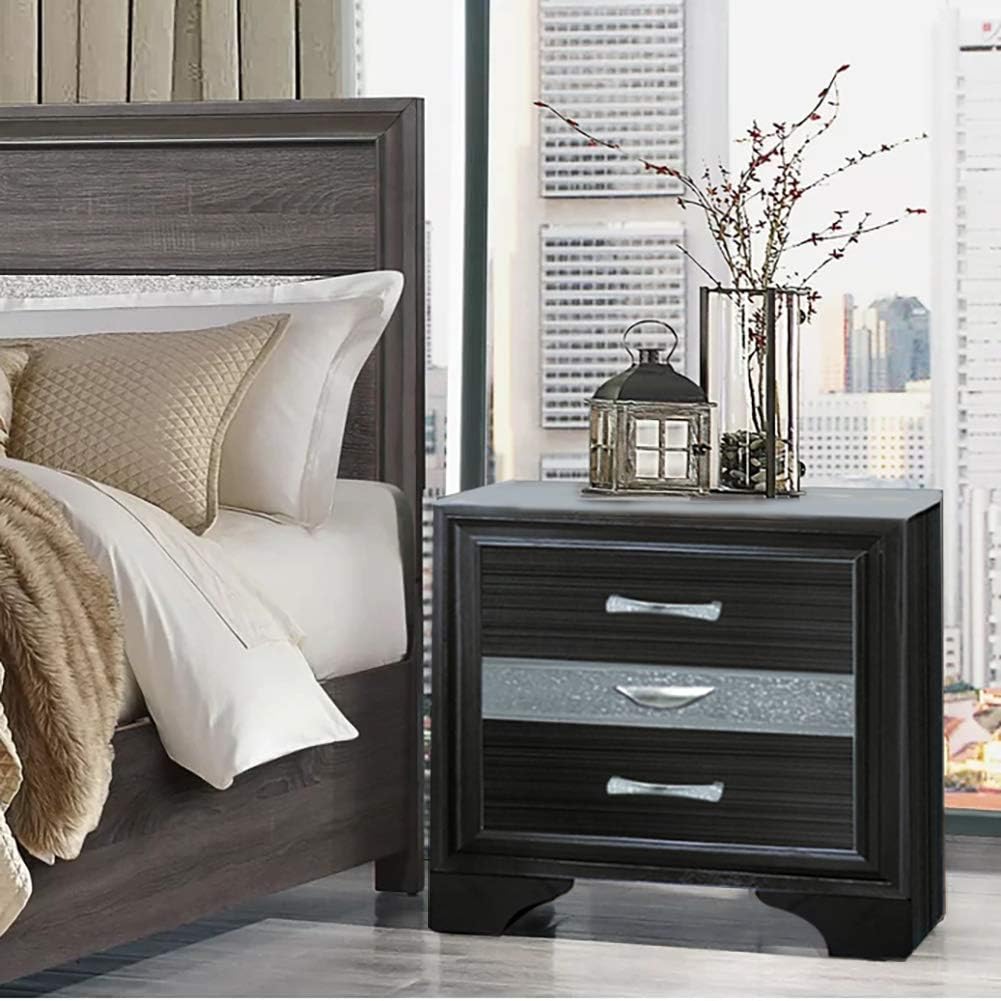 White 2 Drawers Wooden Nightstand V4768