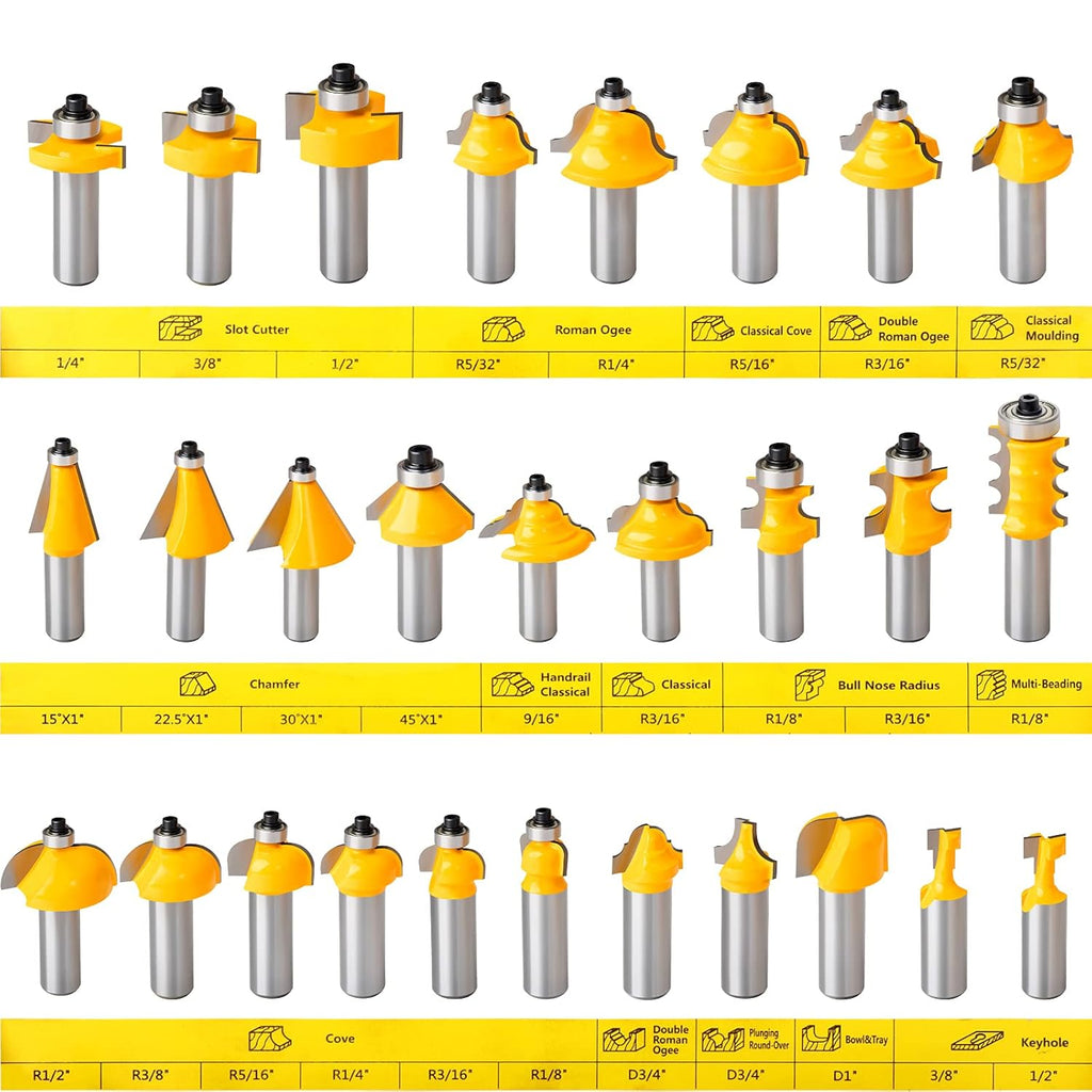 70PCS 1/2 Inch Shank Router Bit Set with Tungsten Carbide Tips L79444