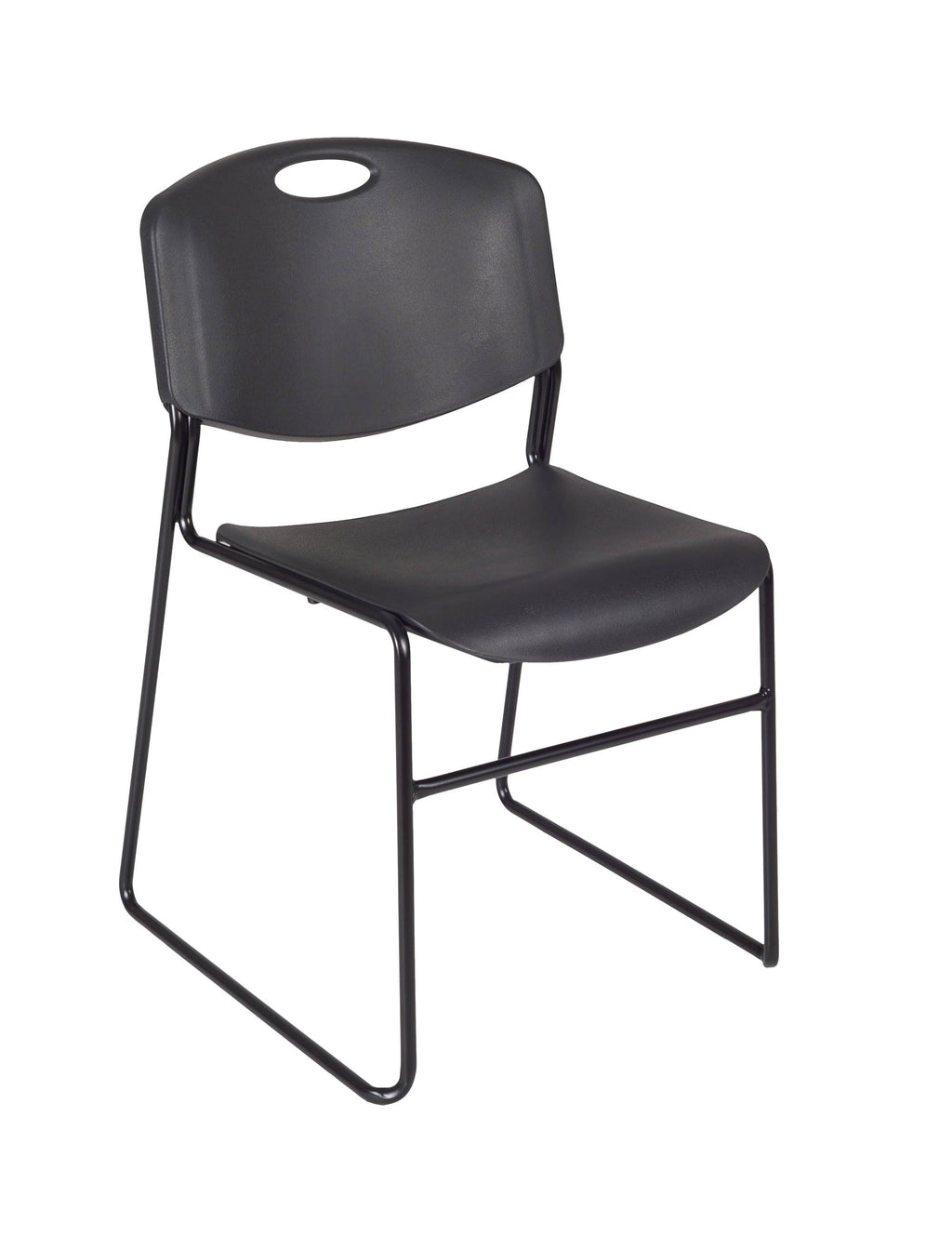 Cherry Black Square Breakroom Table with 4 Stack Chairs F633993