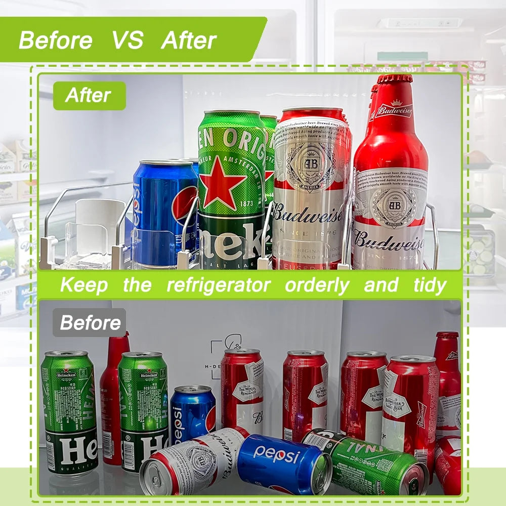 5 Rows Drink Organizer for Fridge, 16.14in Depth, White C98802