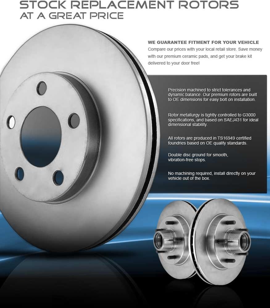 6 Lug Brake Disc Rotors with Ceramic Pads and Clips H631