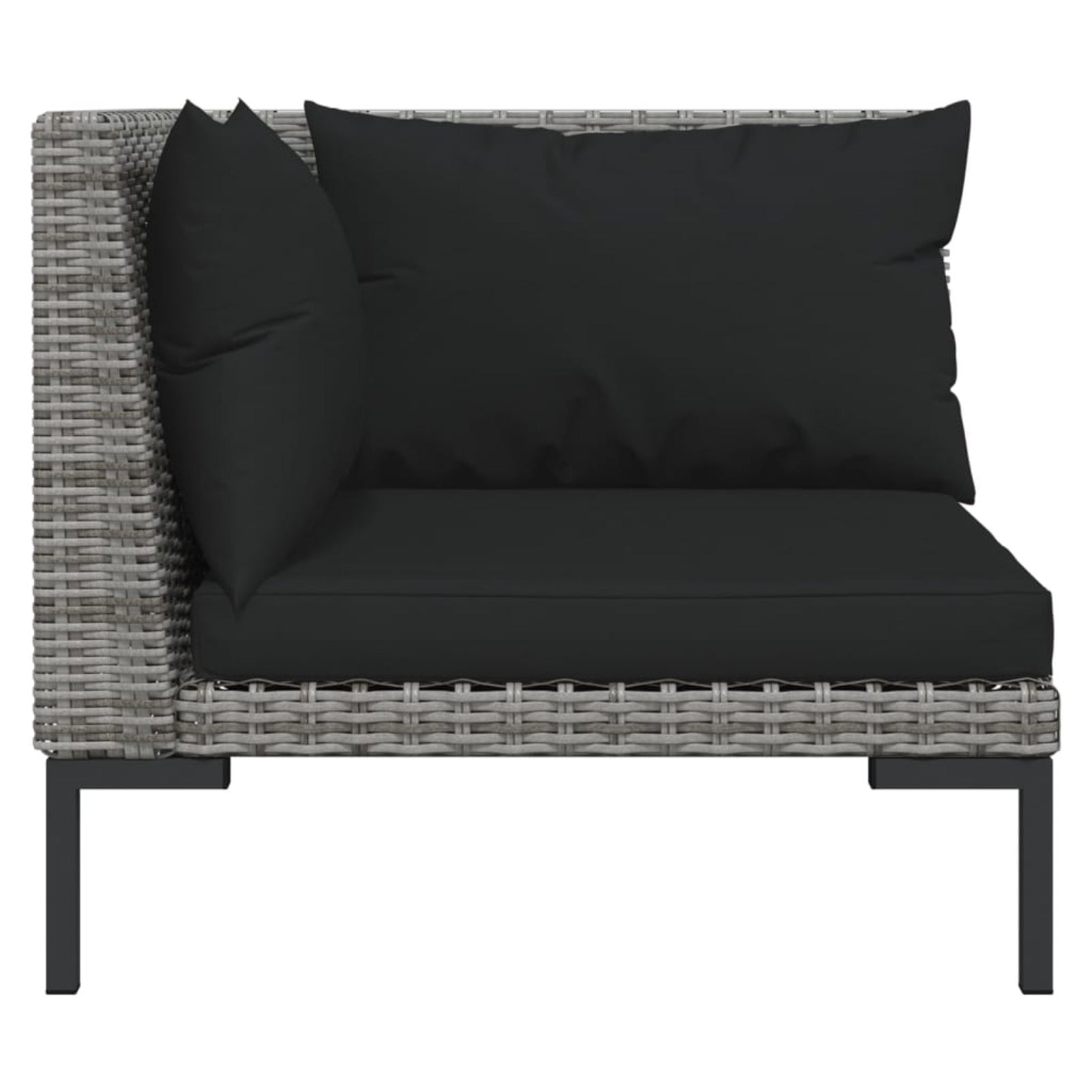 9 Piece Dark Gray Outdoor Sectional Sofa Set with Black Cushions P622