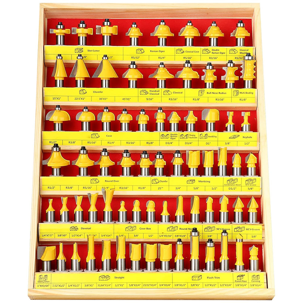 70PCS 1/2 Inch Shank Router Bit Set with Tungsten Carbide Tips L79444